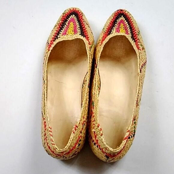VINTAGE HANDMADE STRAW WOVEN FLATS SHOES SIZE 37 - Picture 3 of 8